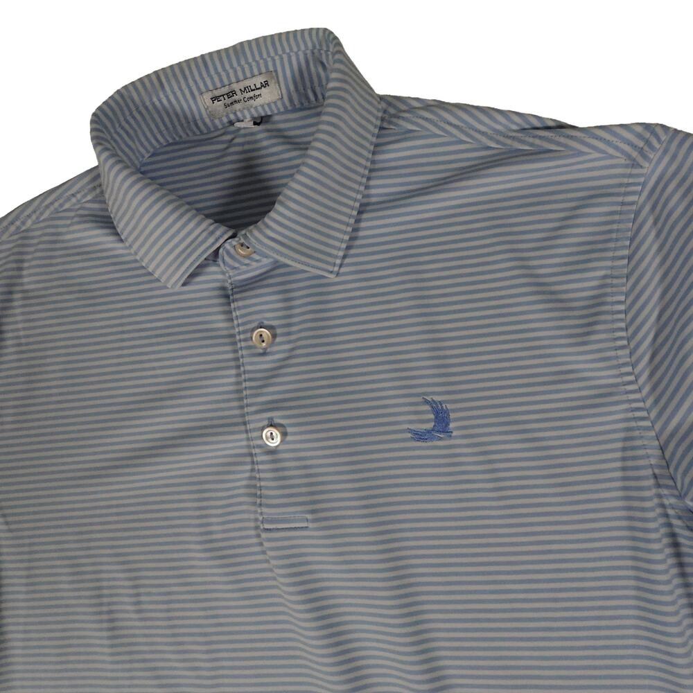 Peter Millar Performance Striped Bird Logo Golf Polo Shirt Men's Small